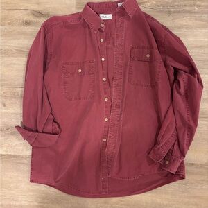 L.L. Bean Vintage Men's Casual Brick Red Button Down Shirt